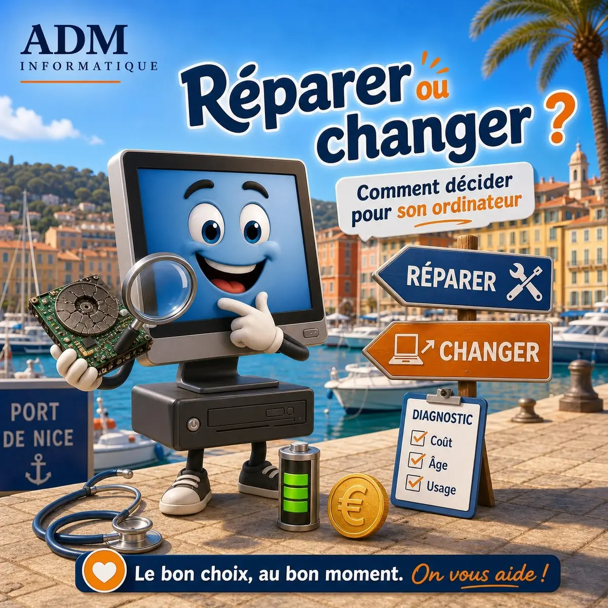 Réparer ou changer son ordinateur à Nice — ADM Informatique